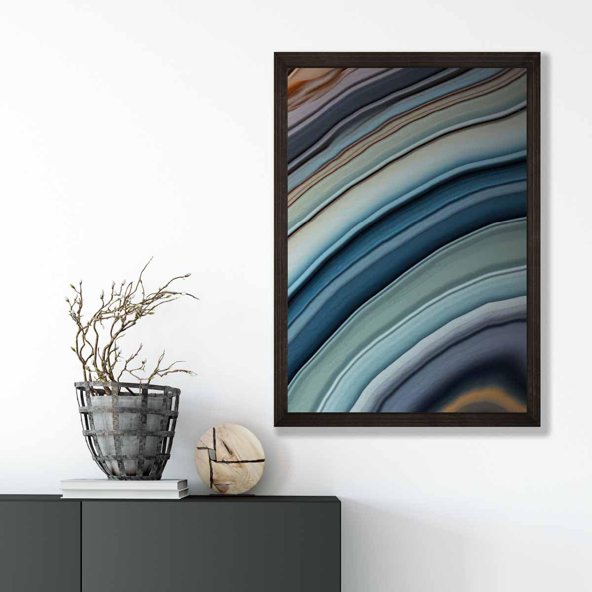 Abstract Fluid Art Print Blue and Orange No 6