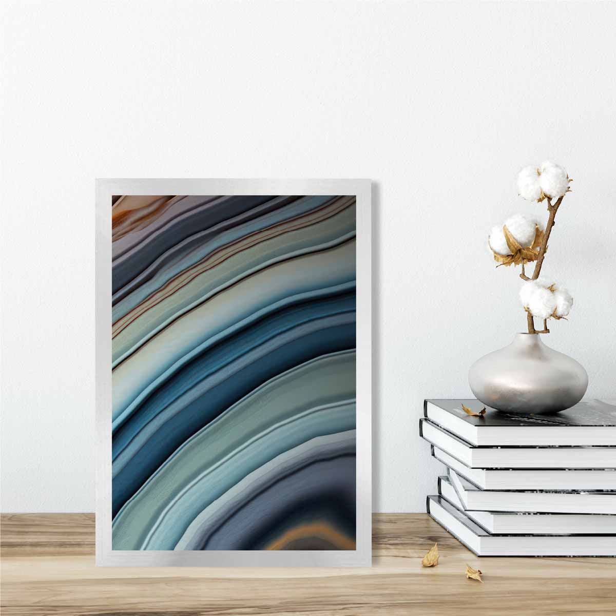 Abstract Fluid Art Print Blue and Orange No 6