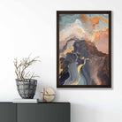 Abstract Painting Fluid Art Print Orange Grey and Gold No 4