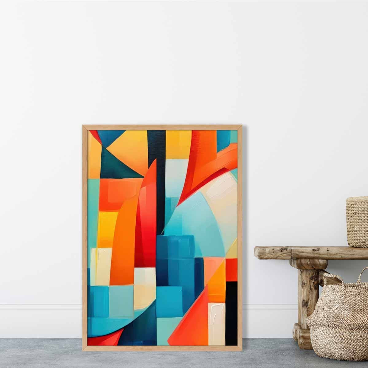 Abstract Painting Colourful Shapes Art Print Blue Red and Yellow No 1