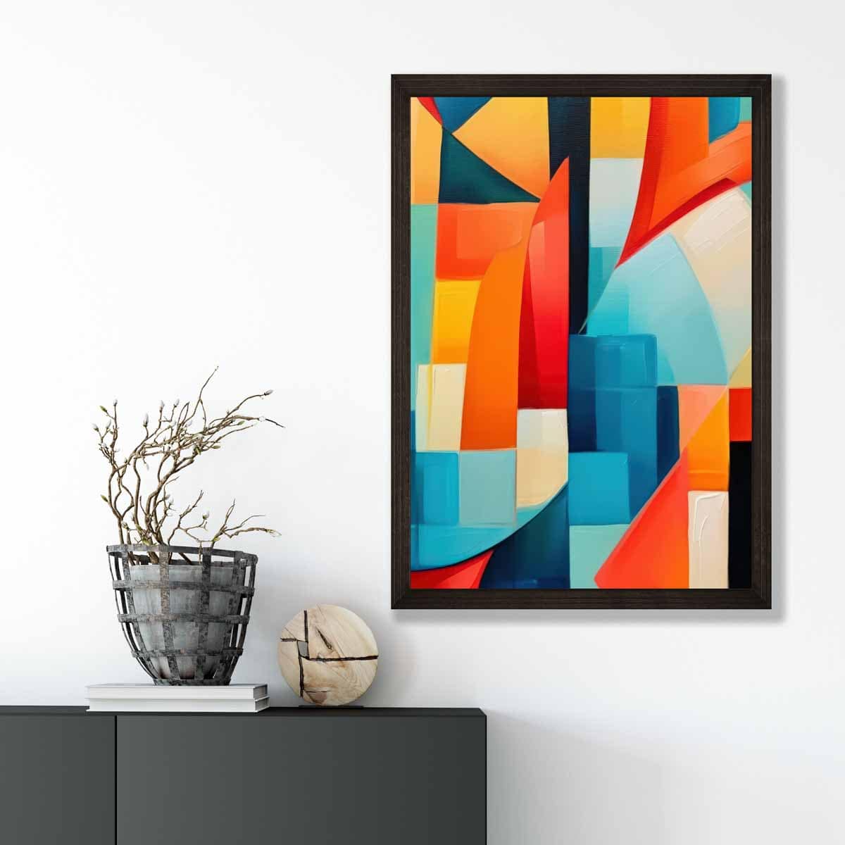 Abstract Painting Colourful Shapes Art Print Blue Red and Yellow No 1
