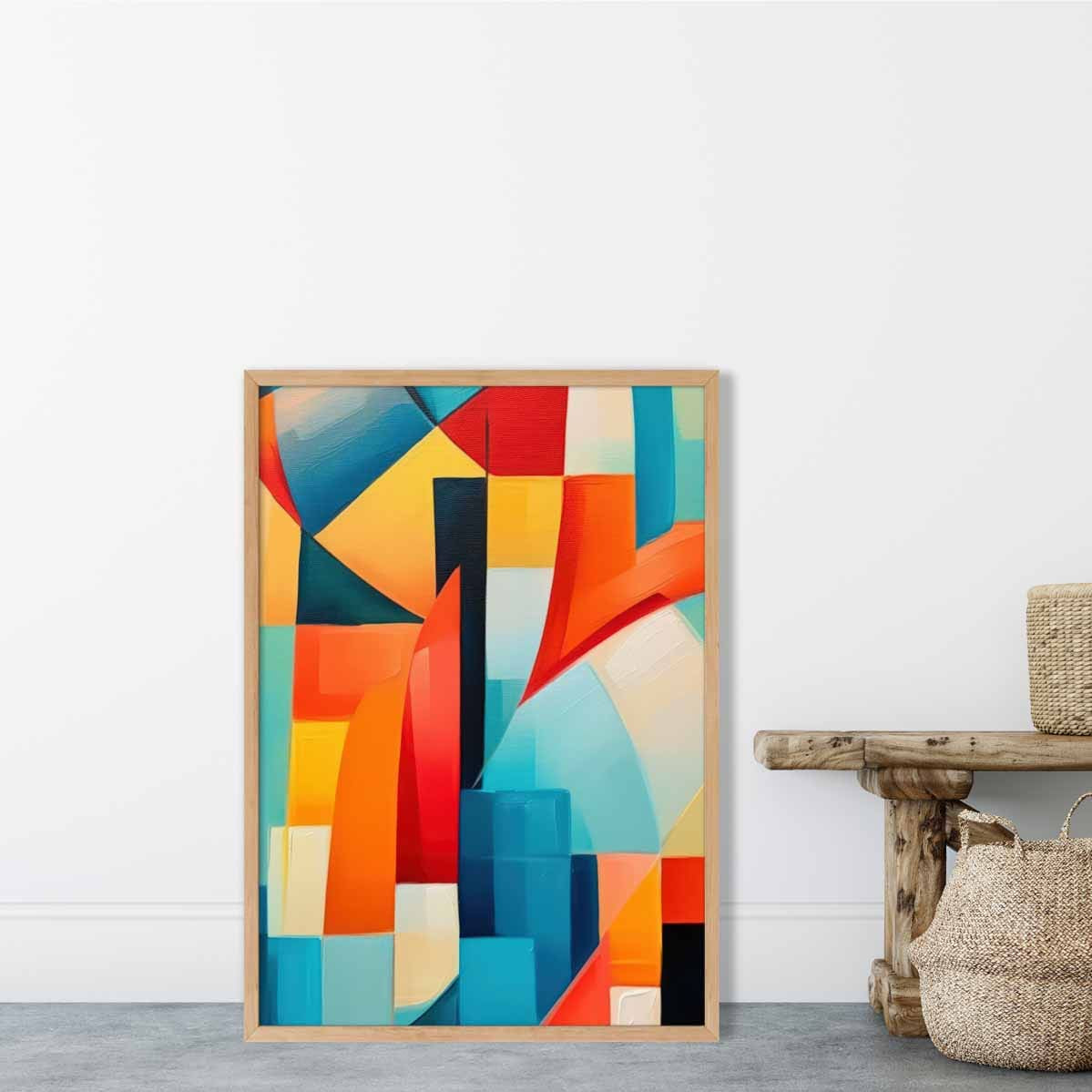 Abstract Painting Colourful Shapes Art Print Blue Red and Yellow No 2