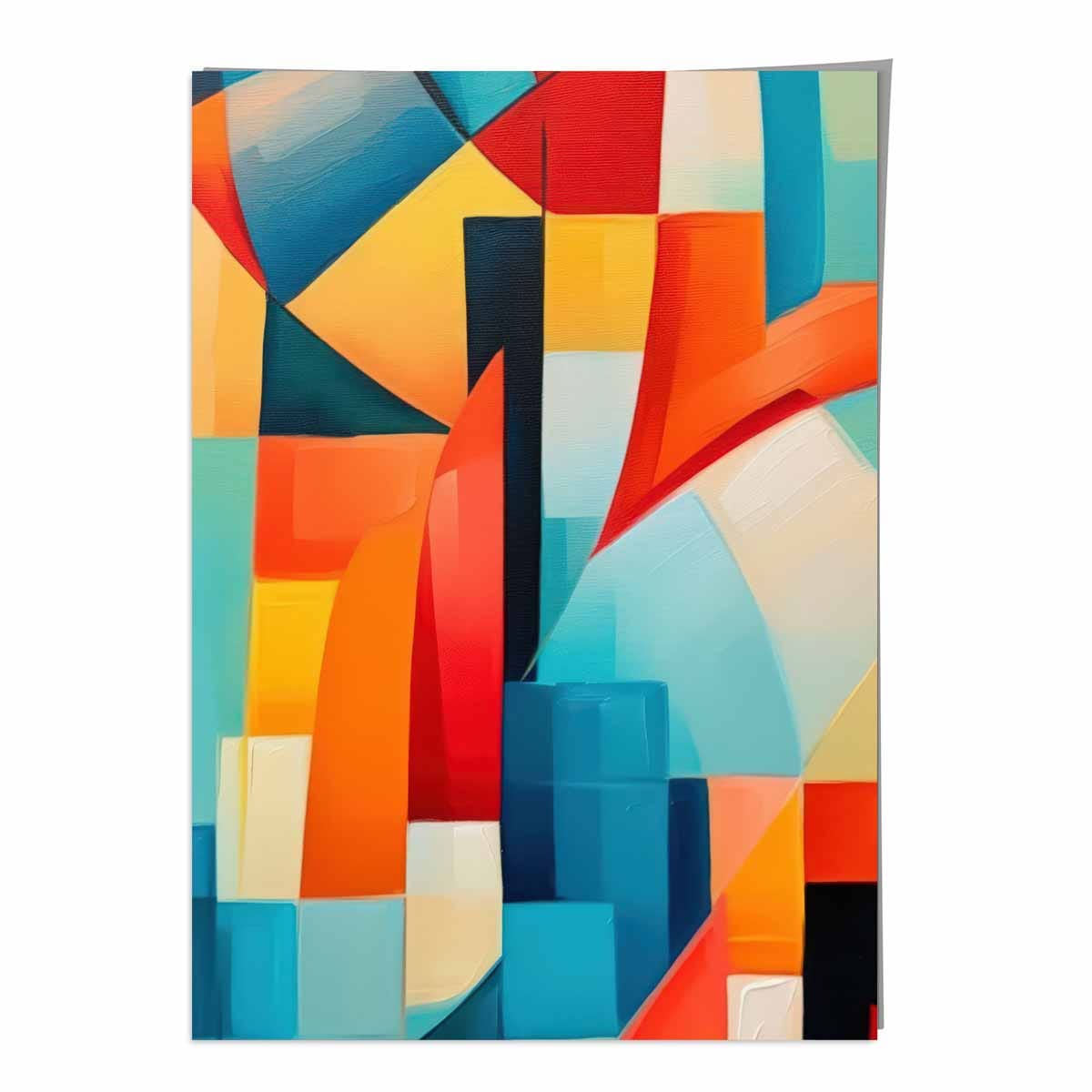 Abstract Painting Colourful Shapes Art Print Blue Red and Yellow No 2