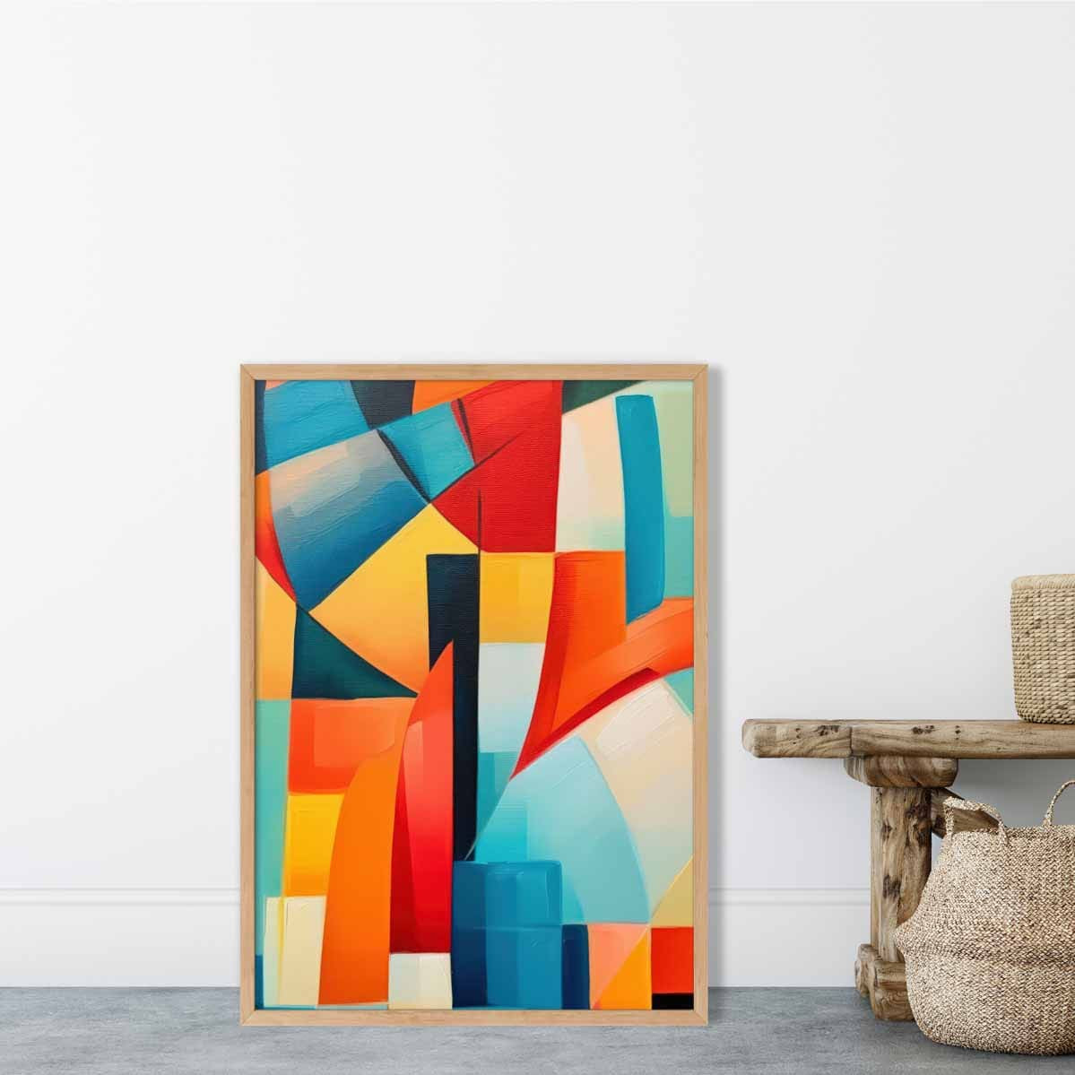 Abstract Painting Colourful Shapes Art Print Blue Red and Yellow No 3