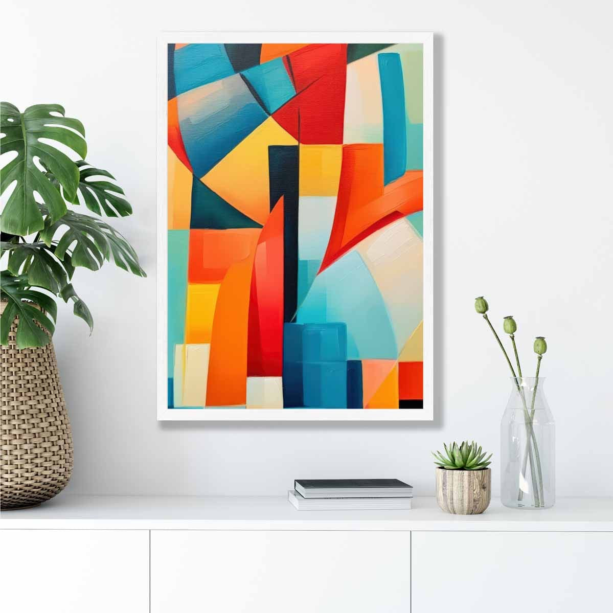 Abstract Painting Colourful Shapes Art Print Blue Red and Yellow No 3