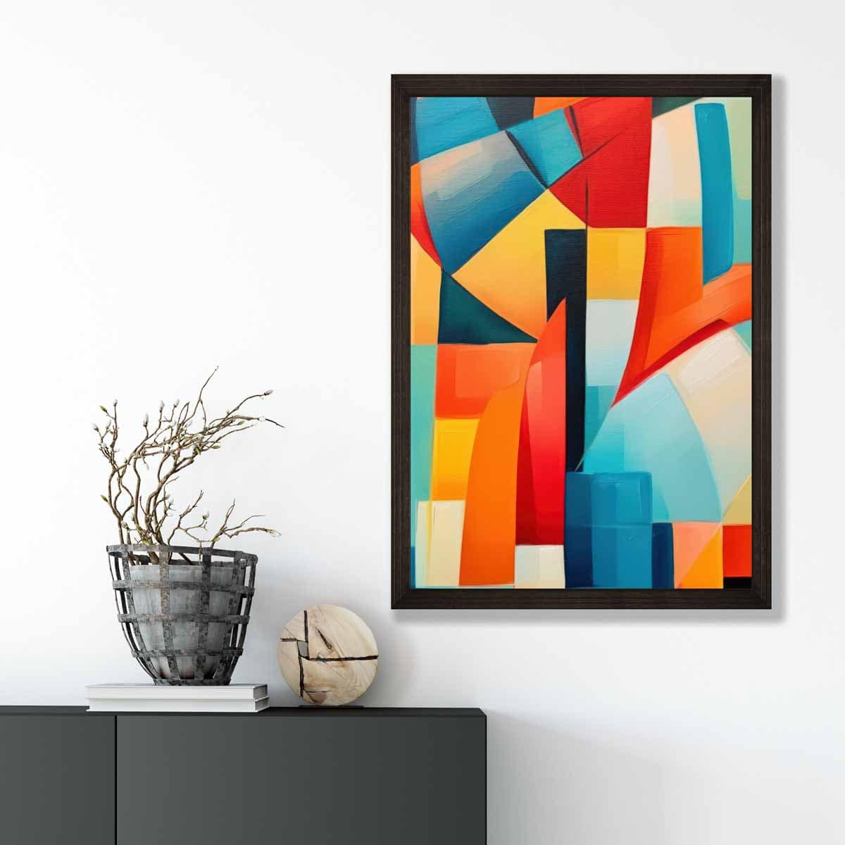Abstract Painting Colourful Shapes Art Print Blue Red and Yellow No 3