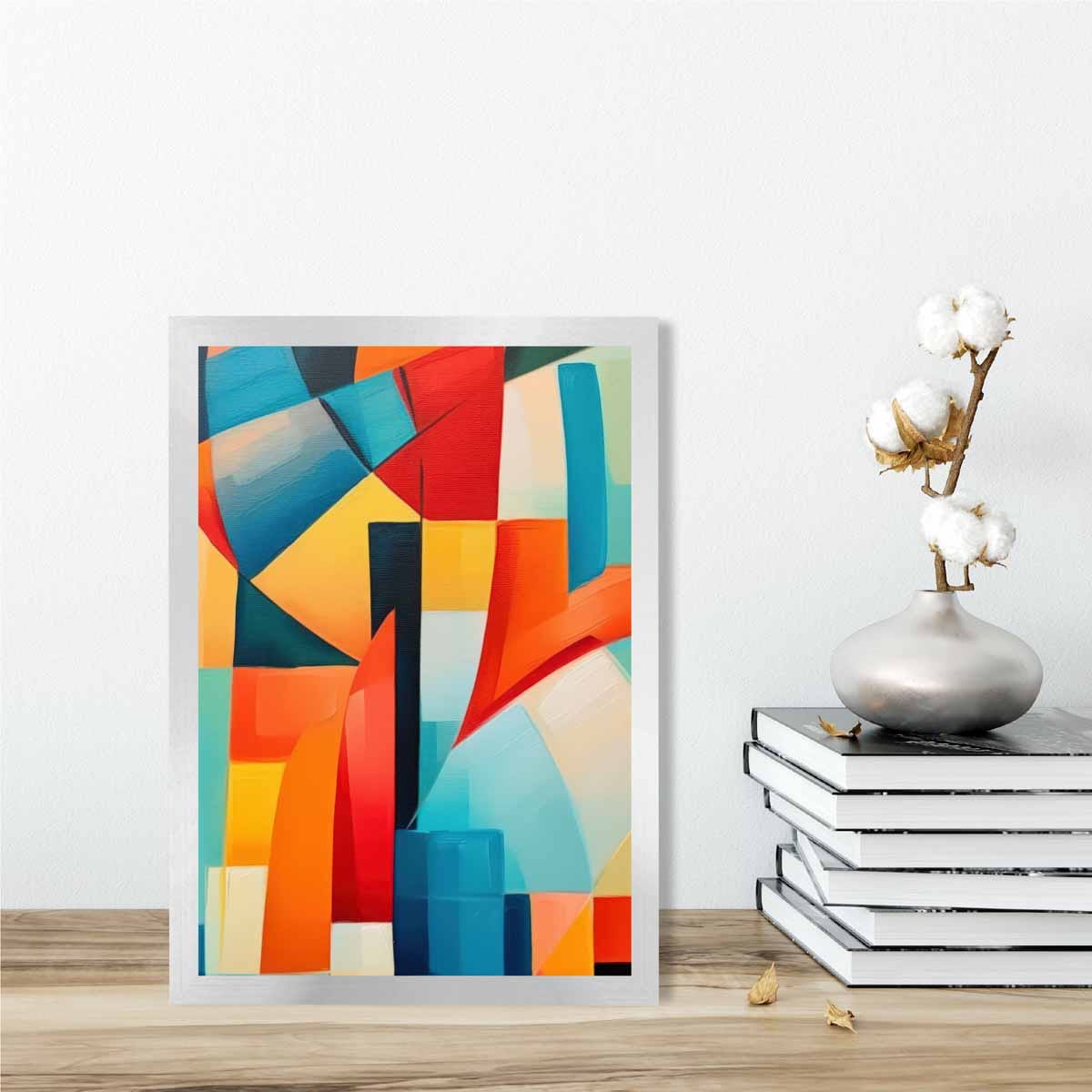 Abstract Painting Colourful Shapes Art Print Blue Red and Yellow No 3