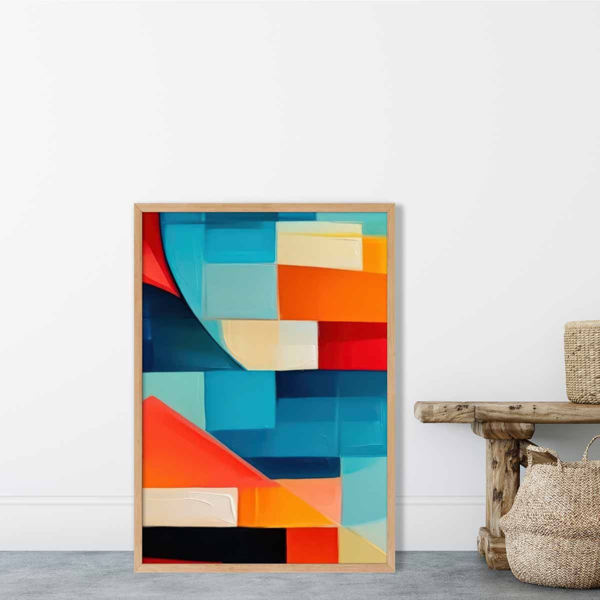 Abstract Painting Colourful Shapes Art Print Blue Red and Orange No 1