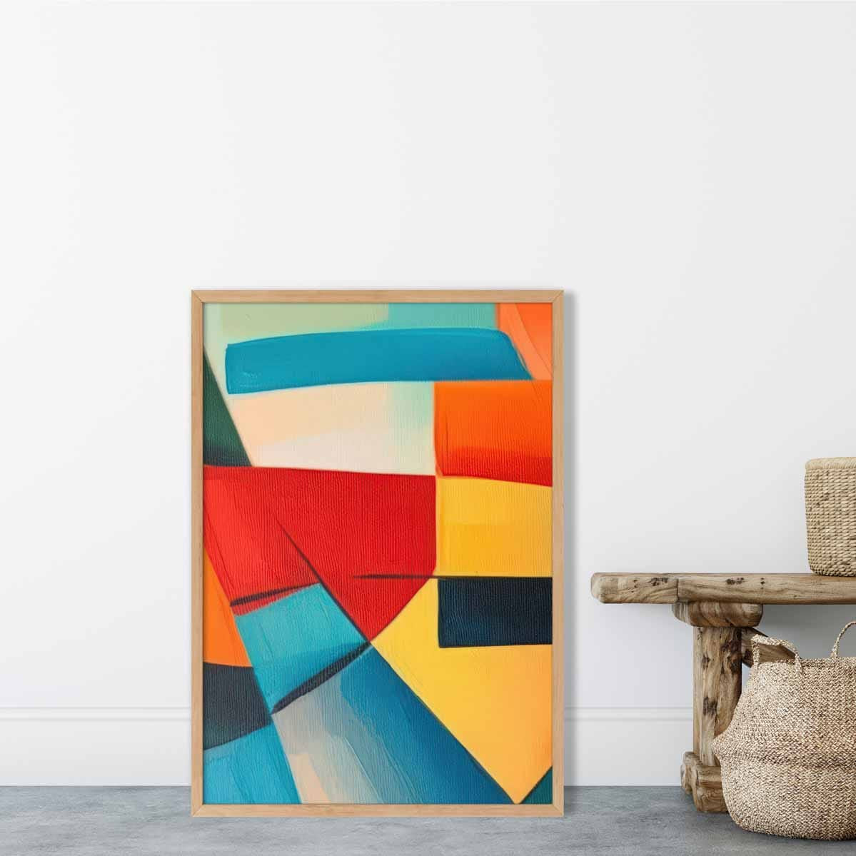 Abstract Painting Colourful Shapes Art Print Blue Red and Yellow No 4