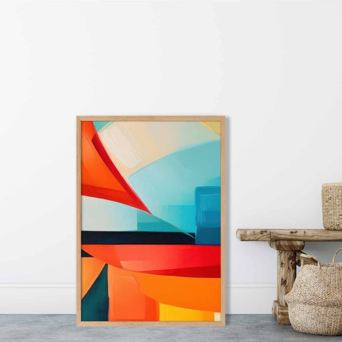 Abstract Painting Colourful Shapes Art Print Blue Red and Orange No 2