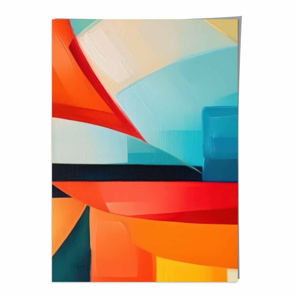 Abstract Painting Colourful Shapes Art Print Blue Red and Orange No 2