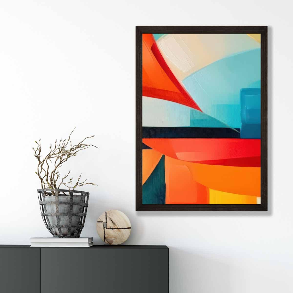 Abstract Painting Colourful Shapes Art Print Blue Red and Orange No 2
