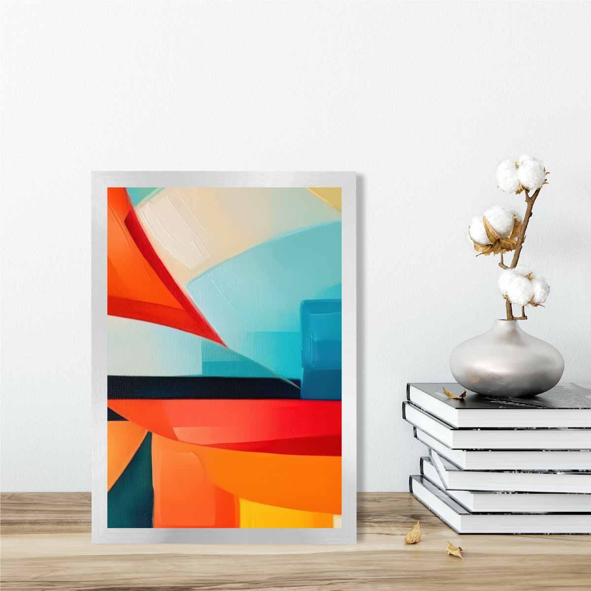 Abstract Painting Colourful Shapes Art Print Blue Red and Orange No 2