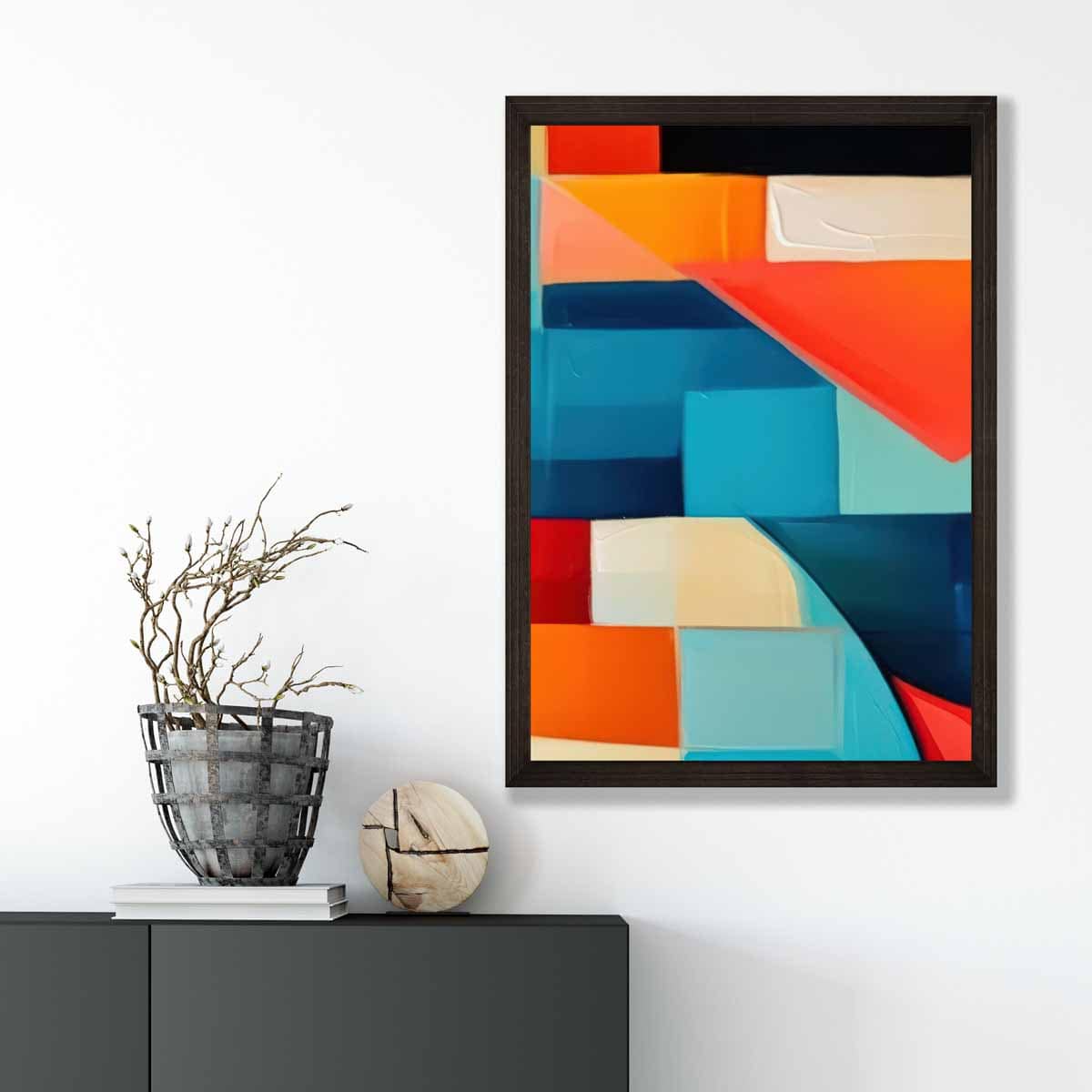 Abstract Painting Colourful Shapes Art Print Blue Red and Orange No 3