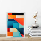 Abstract Painting Colourful Shapes Art Print Blue Red and Orange No 3