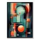 Modern Abstract Shapes Art Print Navy Blue and Orange No 1