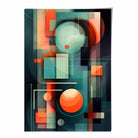 Modern Abstract Shapes Art Print Navy Blue and Orange No 1