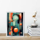 Modern Abstract Shapes Art Print Navy Blue and Orange No 1