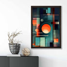 Modern Abstract Shapes Art Print Navy Blue and Orange No 2