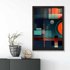 Modern Abstract Shapes Art Print Navy Blue and Orange No 4