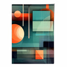 Modern Abstract Shapes Art Print Navy Blue and Orange No 5
