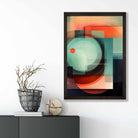 Modern Abstract Shapes Art Print Navy Blue and Orange No 6