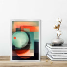 Modern Abstract Shapes Art Print Navy Blue and Orange No 6