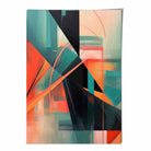 Modern Abstract Shapes Wall Art Poster Teal Blue Orange and Black No 2