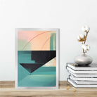 Modern Abstract Shapes Wall Art Poster Teal Blue Orange and Black No 4