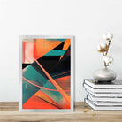 Modern Abstract Shapes Wall Art Poster Teal Blue Orange and Black No 5