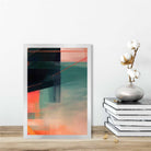Modern Abstract Shapes Wall Art Poster Teal Blue Orange and Black No 6