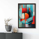 Modern Abstract Shapes Wall Art Poster Blue Red and Grey No 1