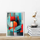 Modern Abstract Shapes Wall Art Poster Blue Red and Grey No 1