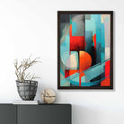 Modern Abstract Shapes Wall Art Poster Blue Red and Grey No 2