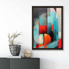 Modern Abstract Shapes Wall Art Poster Blue Red and Grey No 3