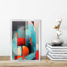 Modern Abstract Shapes Wall Art Poster Blue Red and Grey No 3