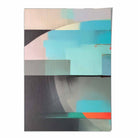 Modern Abstract Shapes Wall Art Poster Blue Orange and Grey No 1