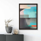 Modern Abstract Shapes Wall Art Poster Blue Orange and Grey No 1