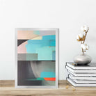 Modern Abstract Shapes Wall Art Poster Blue Orange and Grey No 1