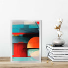 Modern Abstract Shapes Wall Art Poster Blue Orange and Grey No 2