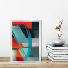 Modern Abstract Shapes Wall Art Poster Blue Orange and Grey No 3