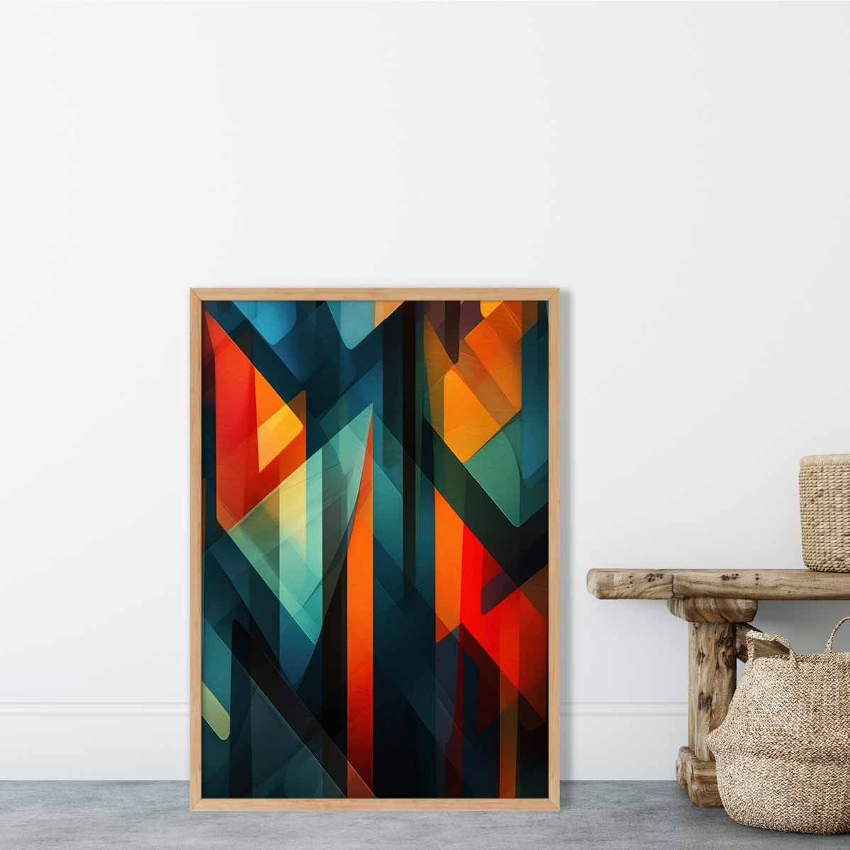 Modern Abstract Shapes Art Print Blue Red and Green No 1
