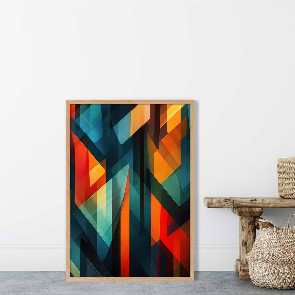 Modern Abstract Shapes Art Print Blue Red and Green No 2