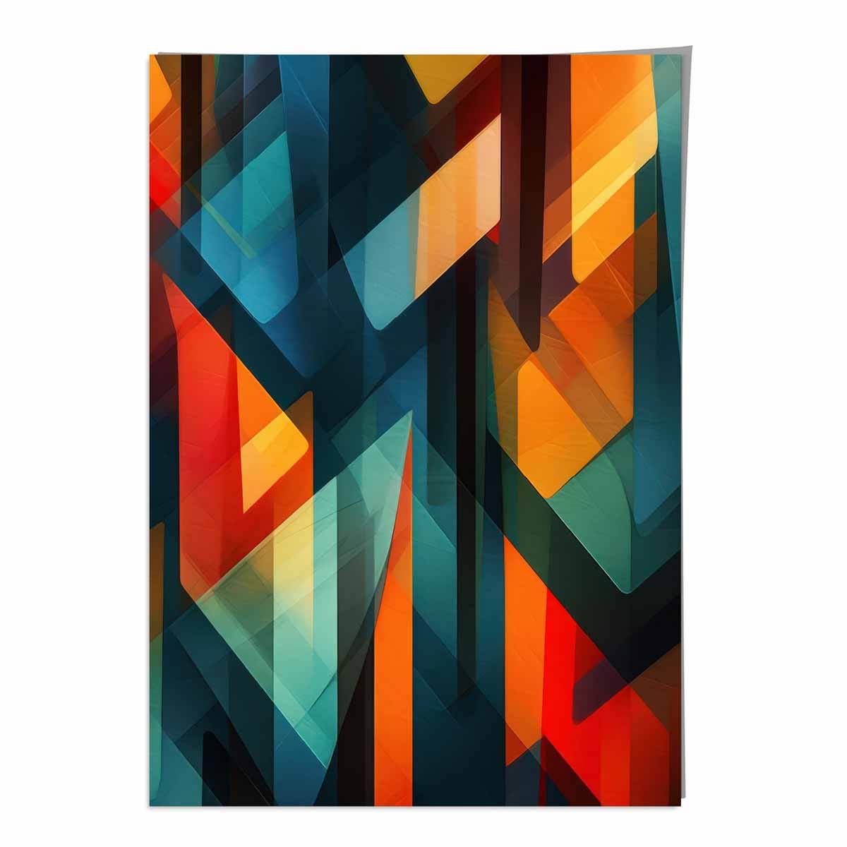 Modern Abstract Shapes Art Print Blue Red and Green No 3