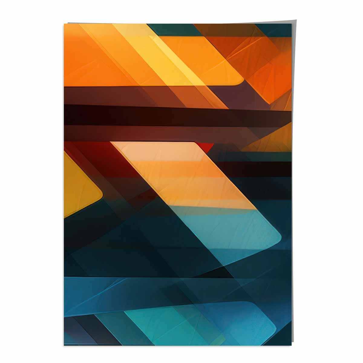 Modern Abstract Shapes and Lines Art Print Blue Orange and Green No 1