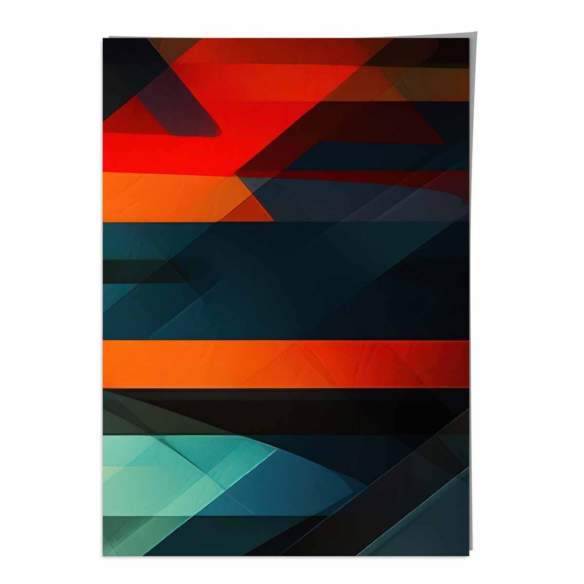 Modern Abstract Shapes and Lines Art Print Blue Orange and Green No 3