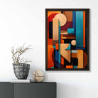 Modern Abstract Shapes Art Print Blue Orange and Beige No 2