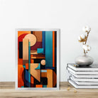 Modern Abstract Shapes Art Print Blue Orange and Beige No 2