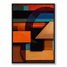 Modern Abstract Shapes Art Print Blue Orange and Beige No 4