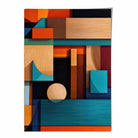 Modern Abstract Shapes Art Print Blue Orange and Beige No 5